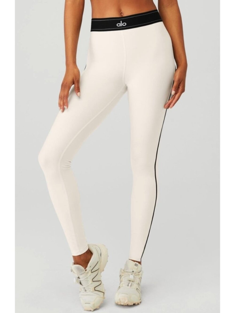 Alo Airlift High-Waist Suit Up Leggings Ivory Black Hi-Rise Tights Skinny Pants